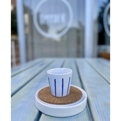 Yaz Serisi seramik çizgili shot espresso fincanı -Lacivert